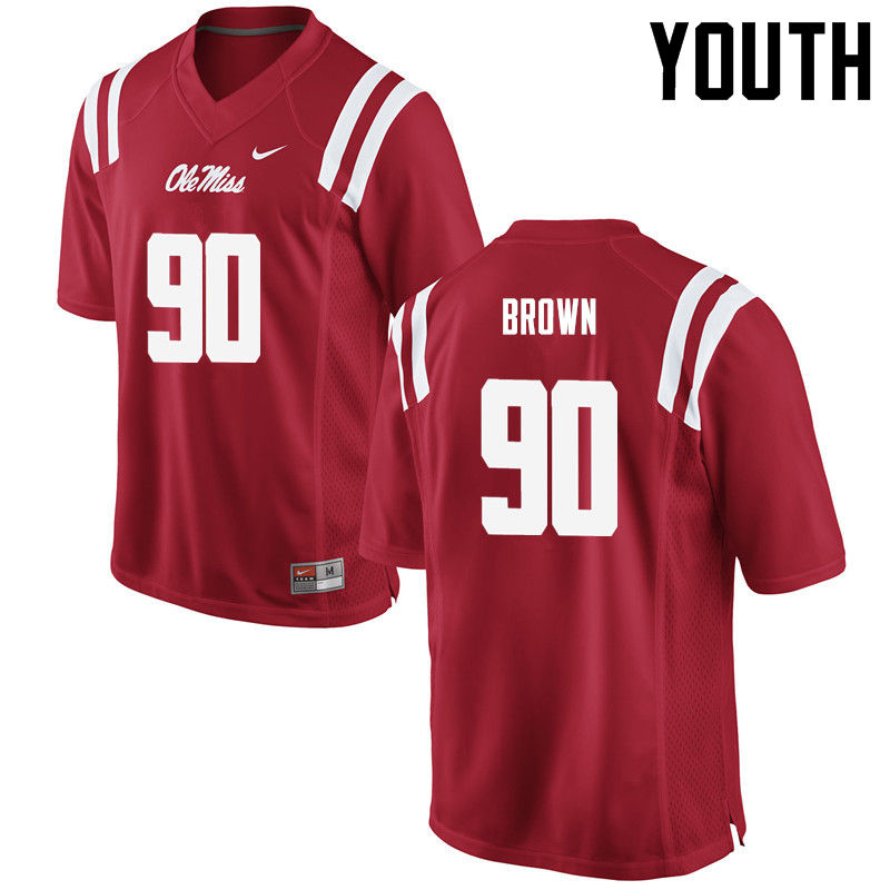 Youth Ole Miss Rebels #90 Fadol Brown College Football Jerseys-Red
